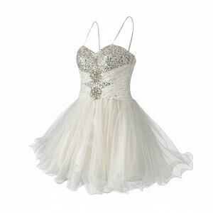 B Darlin White Crystalline Sweetheart Mini Dress